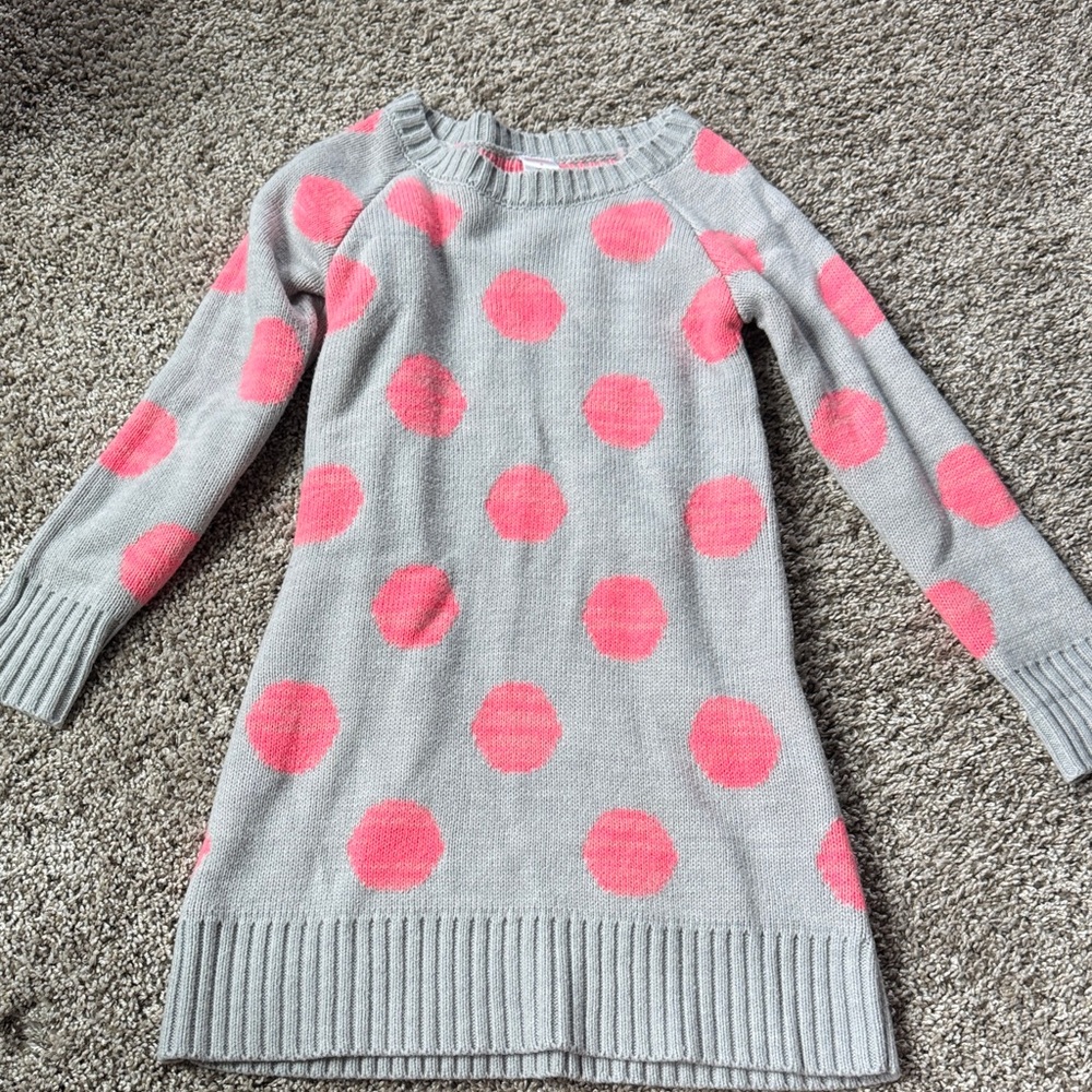 Gymboree Gray and Pink Polka Dot Dress